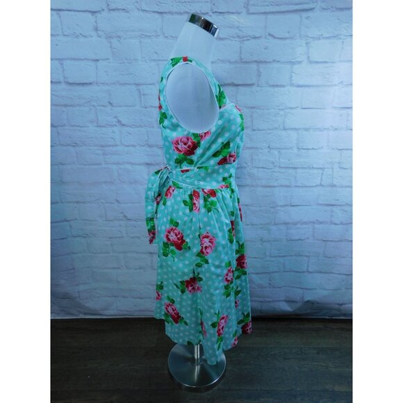 ModCloth Vintage Style Cotton Floral & Polka Dot Sleeveless Dress M - Picture 7 of 13